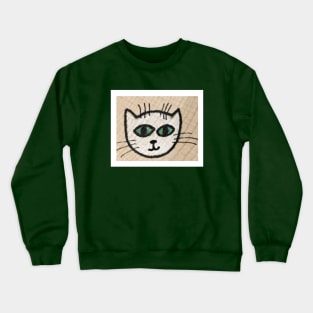 White Cat On Wood Crewneck Sweatshirt